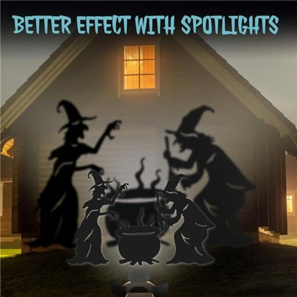 Halloween Witch Yard Decorations Witch Silhouette Yard Stakes with Cauldron - Picture 7 of 8